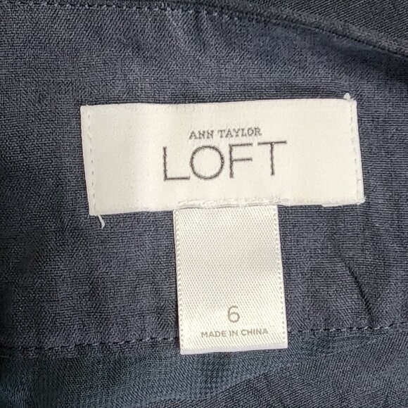 Ann Taylor Loft Skirt Womens Size 6 Solid All Blue Lined Side ZIp 100% Silk - Picture 2 of 5
